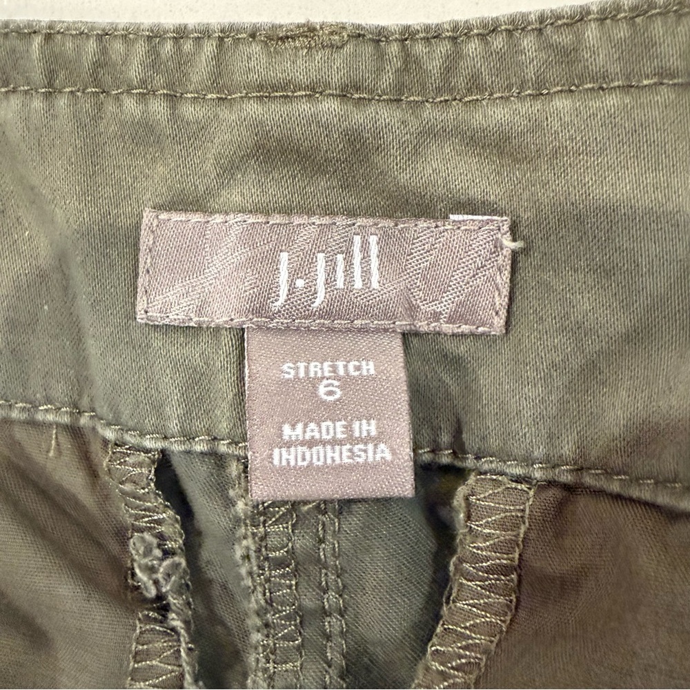 J. Jill Chino Cargo Pants StraightLeg Womens 6 Stretch OliveGreen Cotton Utility - Picture 4 of 7